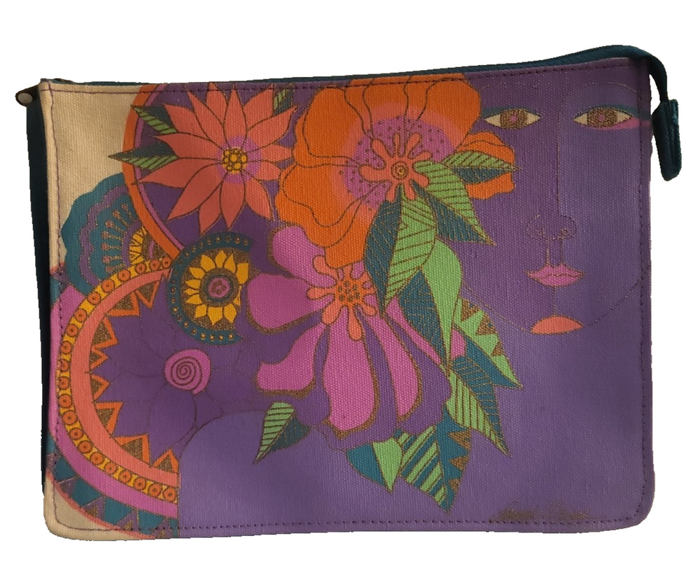 VTG Laurel Burch Spirit Of Womankind Clutch Makeup Bag Pouch art style Colorful